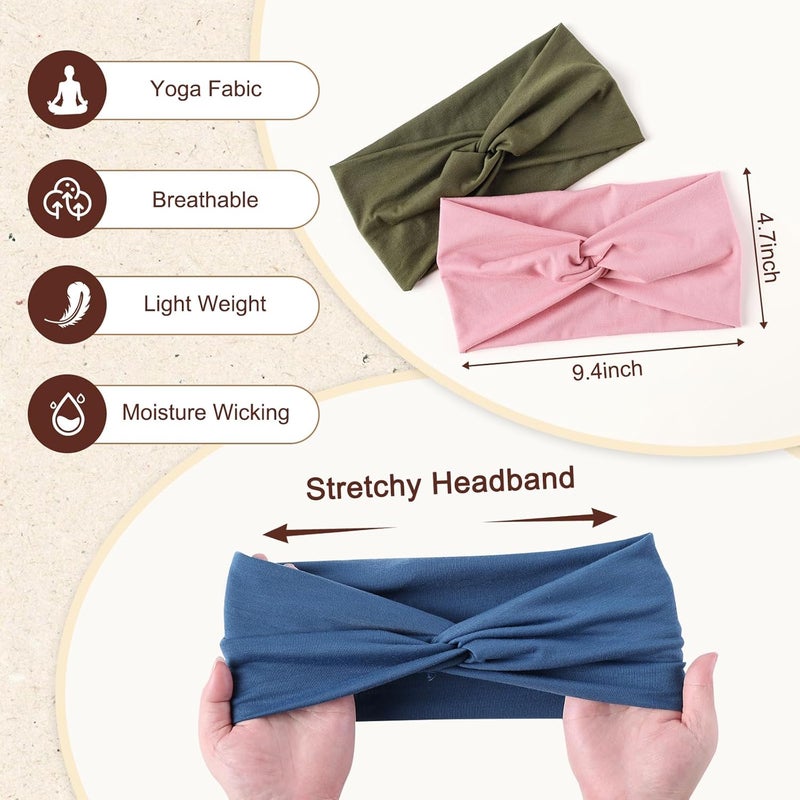 Luuao 12 Pcs Stretchy Sport Headbands for Women,Absorbed Sport Headband Soft Twist Knotted Headbands for Yoga, Workout Daily Life - Image 2